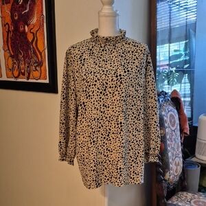 Angashion Long Sleeve Animal Print Blouse